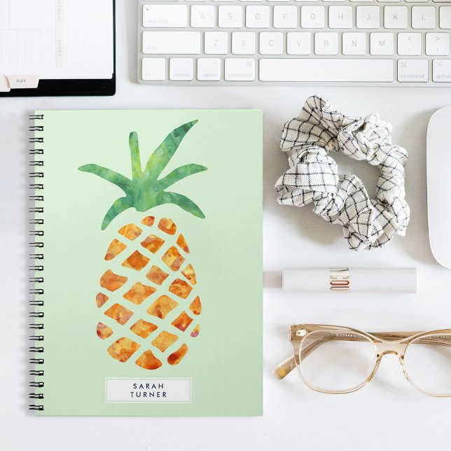 Tropical Watercolor Pineapple Personalised Notebook (Creator Uploaded)