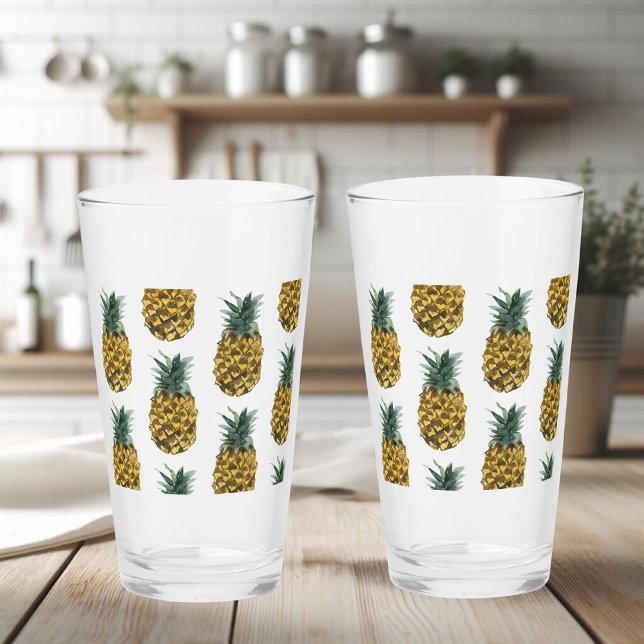 Tropical Watercolor Pineapple Seamless Pattern Glass (Creator Uploaded)