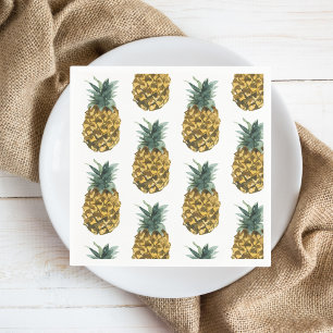 Tropical Watercolor Pineapple Seamless Pattern Napkin