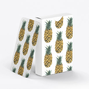 Tropical Watercolor Pineapple Seamless Pattern Playing Cards