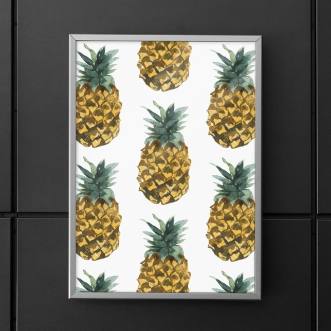 Tropical Watercolor Pineapple Seamless Pattern Poster (Creator Uploaded)