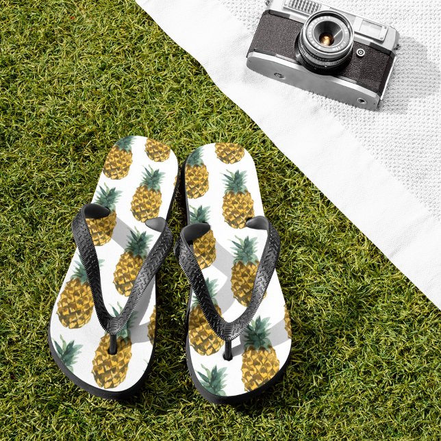 Tropical Watercolor Pineapple Seamless Pattern Thongs (Creator Uploaded)