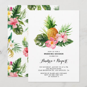 Tropical Watercolor Pineapple Wedding Shower Invitation