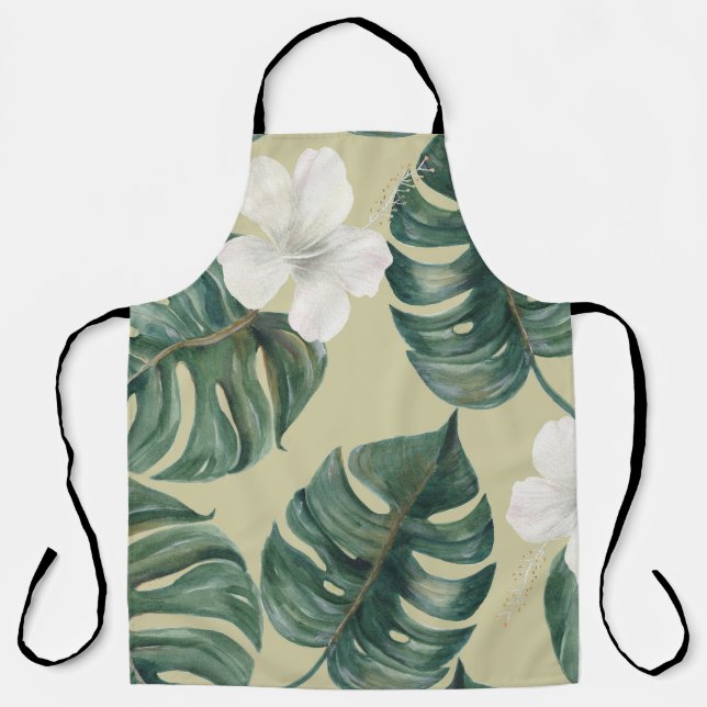 Tropical watercolor plants: seamless pattern. apron (Front)