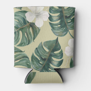 Tropical watercolor plants: seamless pattern. can cooler