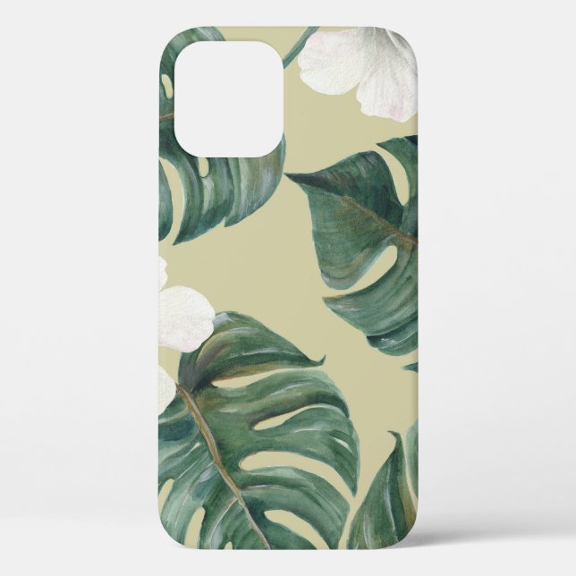 Tropical watercolor plants: seamless pattern. Case-Mate iPhone case (Back)