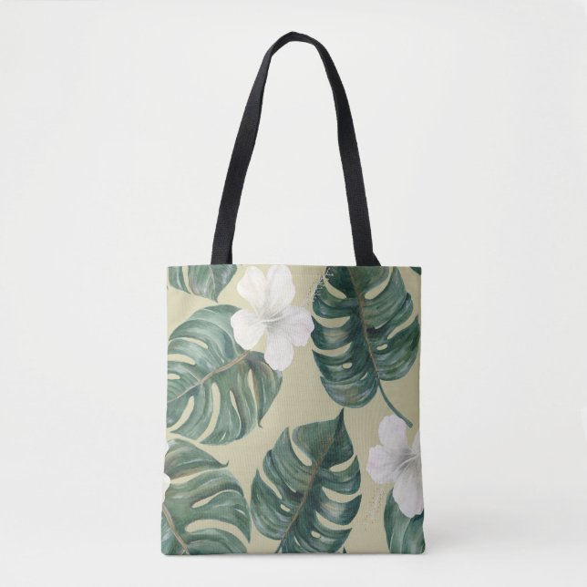 Tropical watercolor plants: seamless pattern. tote bag (Front)