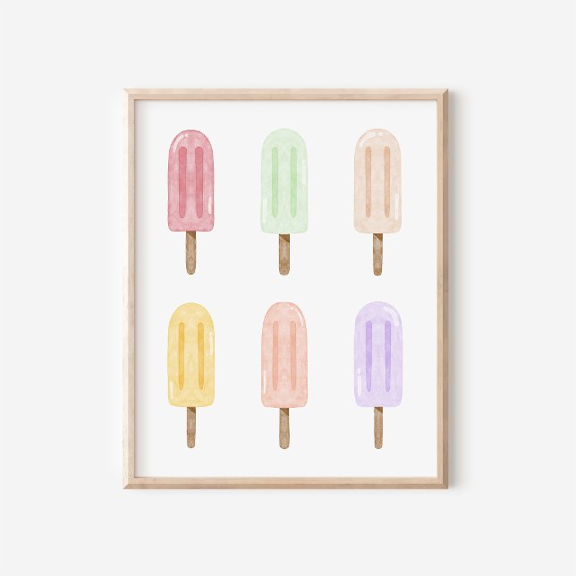 Tropical Watercolor Popsicle Collage Art Print (Creator Uploaded)