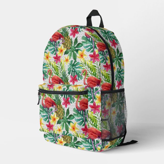 Tropical Watercolor Printed Backpack (Back Corner Right)