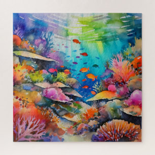 tropical watercolor scene puzzle