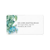 Tropical Watercolor Sea Turtle Address Label