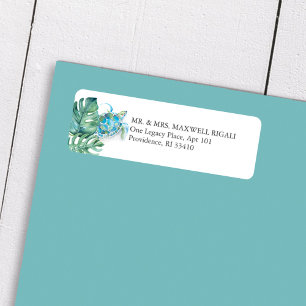 Tropical Watercolor Sea Turtle Return Address  Label