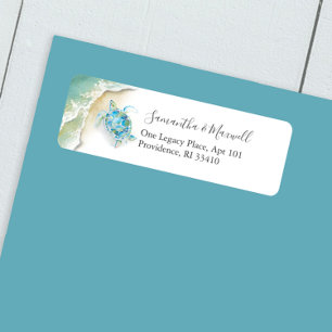 Tropical Watercolor Sea Turtle Return Address Label