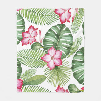 Tropical Watercolor: Seamless Pattern Fleece Blanket