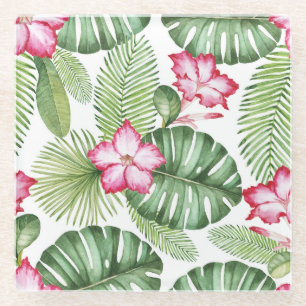 Tropical Watercolor: Seamless Pattern Glass Coaster