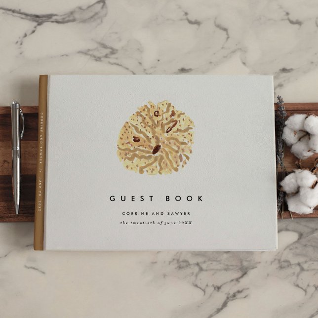 Tropical Watercolor Seashells Wedding Guest Book (Tropical Watercolor Seashells Wedding Guest Book)