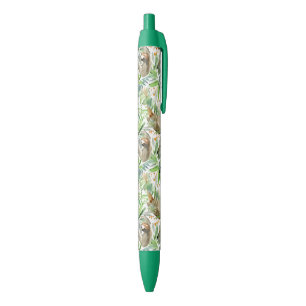 Tropical Watercolor Sloth Pattern Black Ink Pen