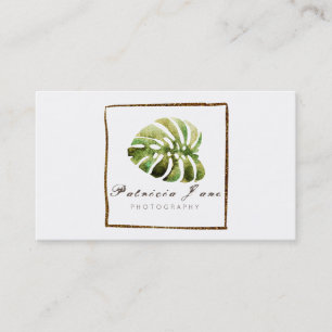 Tropical Watercolor Sparkly Business Card