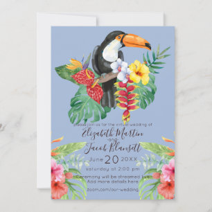 Tropical Watercolor Toucan Virtual Wedding Invitation