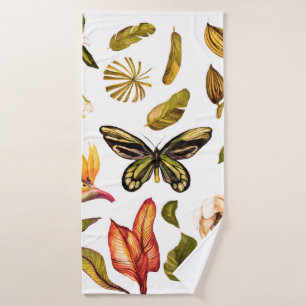 Tropical Watercolor Vintage set with isolated obje Bath Towel