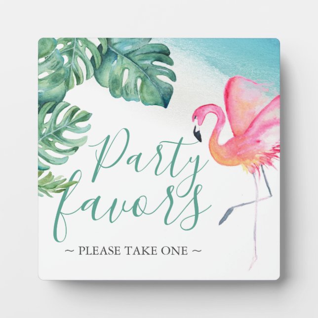 Tropical Watercolor Wedding Favours Sign Plaque (Front)