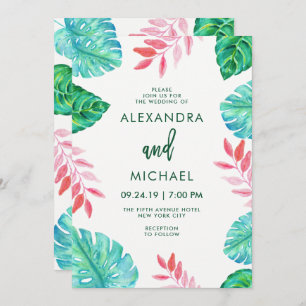 Tropical Watercolor Wedding Invitation