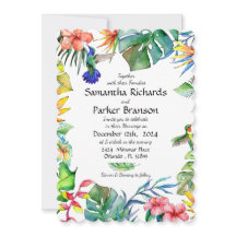 Tropical Watercolor Wedding Invitation