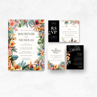 Tropical Watercolor Wishing Well Enclosure Card