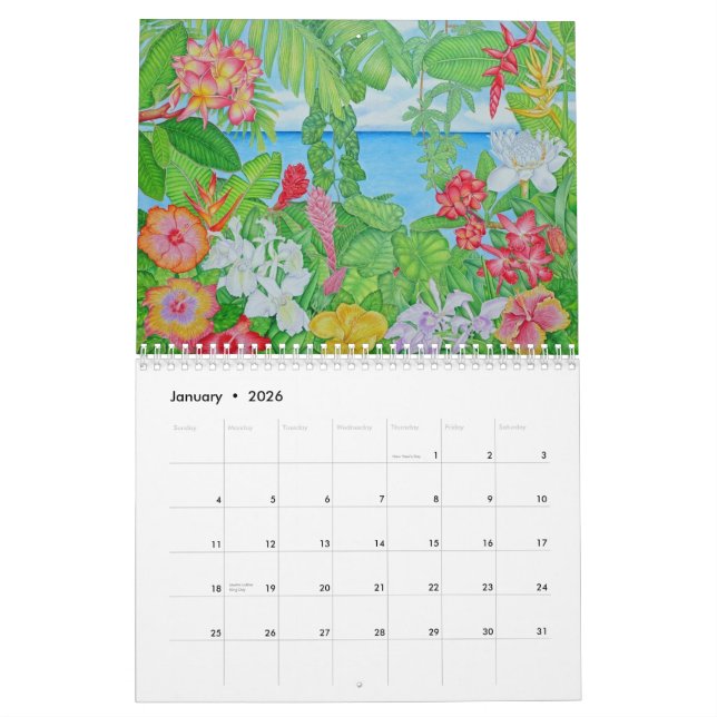Tropical Watercolors Calendar (Jan 2026)