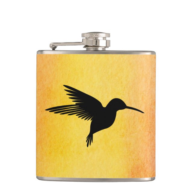 Tropical Watercolour Hummingbird Colibri Flask (Front)