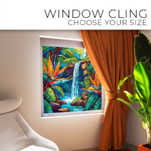 Tropical waterfall and BOP Stained glass art