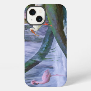 Tropical Waterfall, Flamingo, and Ibis iPhone Case