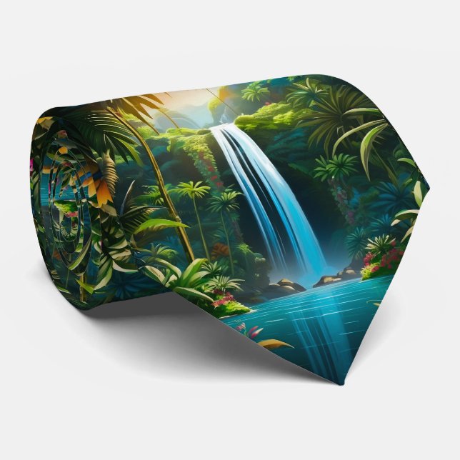 Tropical Waterfall Tie (Rolled)