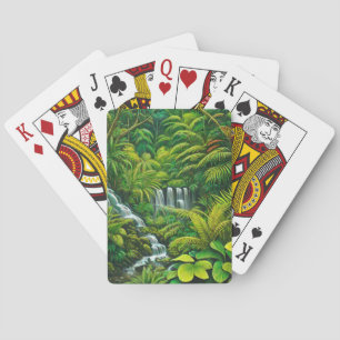 Tropical waterfalls playing cards