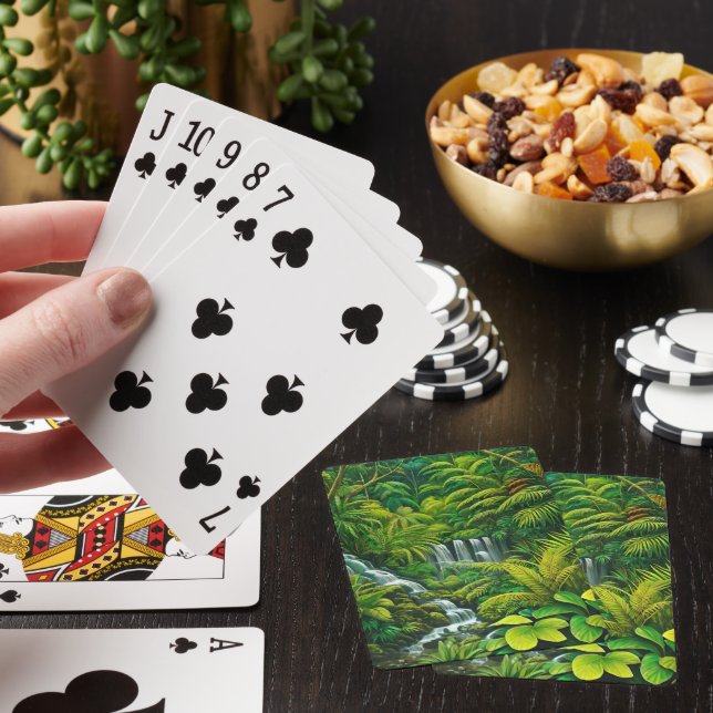 Tropical waterfalls playing cards (In Situ)