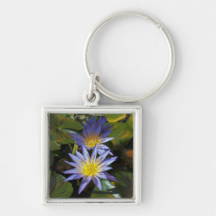 Tropical Waterlily Floral Botanical Design Key Ring