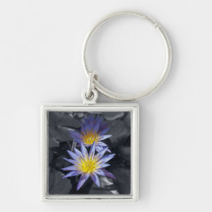 Tropical Waterlily Floral Botanical Design Key Ring