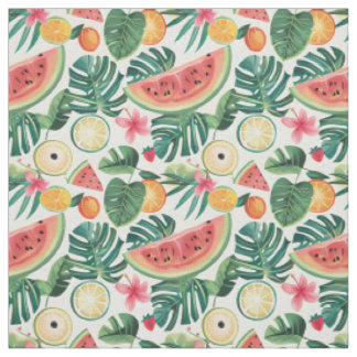 Tropical Watermelon & Citrus Pattern Fabric