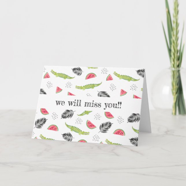 Tropical Watermelon & Crocodile Pattern Card (Front)