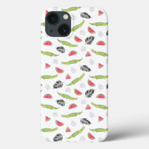 Tropical Watermelon & Crocodile Pattern iPhone 13 Case