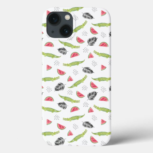 Tropical Watermelon & Crocodile Pattern Case-Mate iPhone Case (Back)