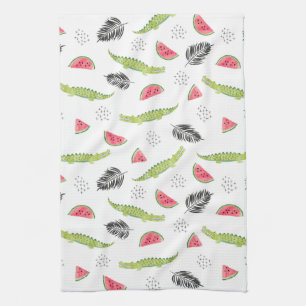 Tropical Watermelon & Crocodile Pattern Tea Towel