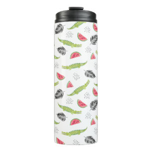 Tropical Watermelon & Crocodile Pattern Thermal Tumbler