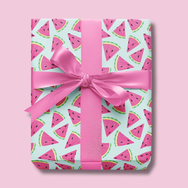 Tropical Watermelon Fruit Pattern Wrapping Paper (Watermelon wrapping paper (pale turquoise))