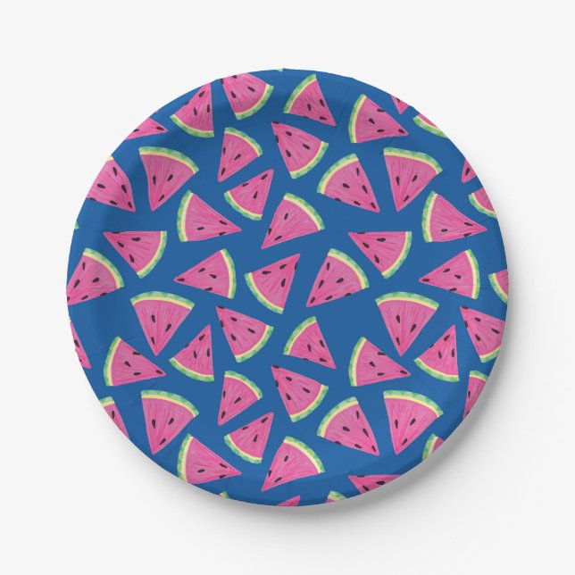 Tropical watermelon pattern paper plate (Front)
