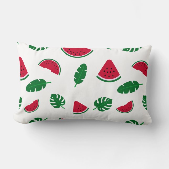 Tropical Watermelon Summer Seamless Pattern Lumbar Cushion (Front)