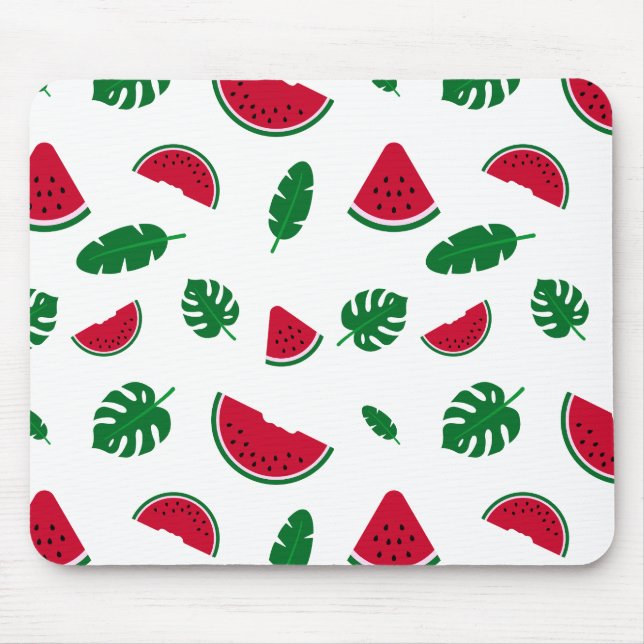 Tropical Watermelon Summer Seamless Pattern Mouse Pad (Front)