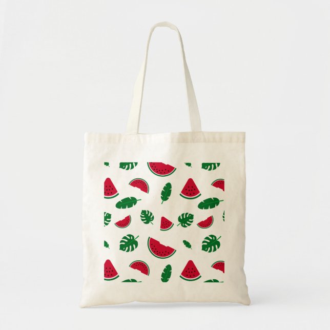 Tropical Watermelon Summer Seamless Pattern Tote Bag (Front)