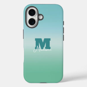 Tropical Waters Gradient Monogram Name iPhone 16 Case