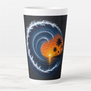 Tropical Wave Sunset Surf Logo Shirt Ocean Vorte Latte Mug